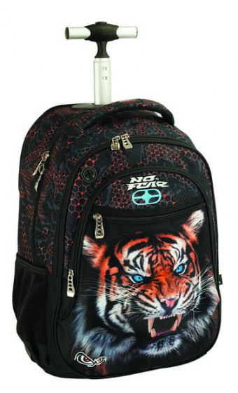 No Fear trolleyrugzak junior 24,5 liter polyester zwart/oranje