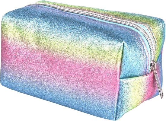 Nouka taštička na líčenie Regenboog trblietky 10 cm polyesterová modrá