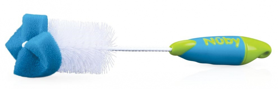 bottle and teat brush 34 cm blue/green