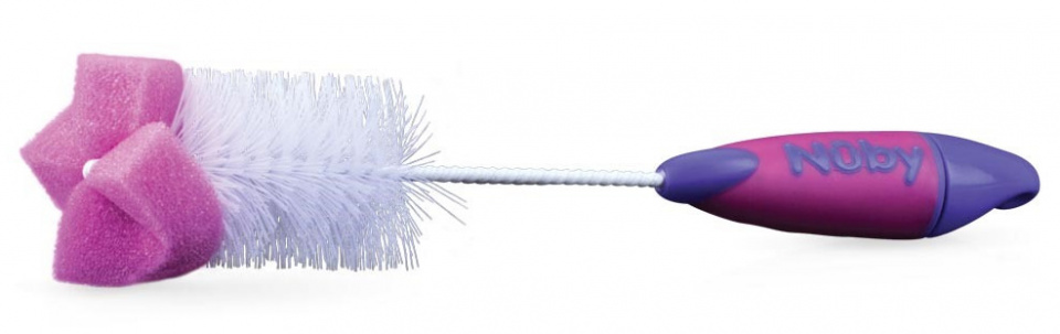 bottle and teat brush 34 cm pink/purple