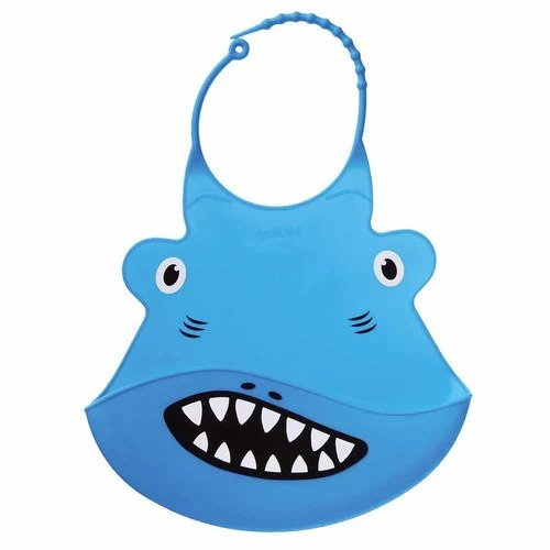 3D bib Shark silicone 28 x 22.5 cm blue