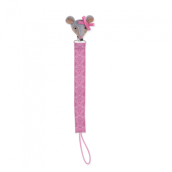 pacifier cord Pacifinder 18 cm junior pink mouse