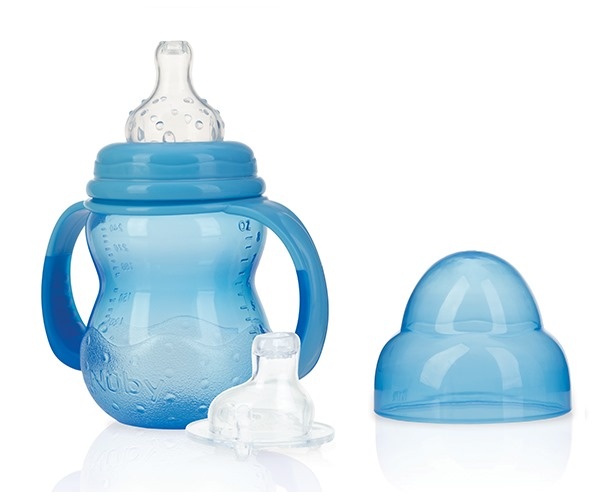 Nuby trainingsfles anti lek 240 ml blauw Nuby trainingsfles anti lek 240 ml blauw