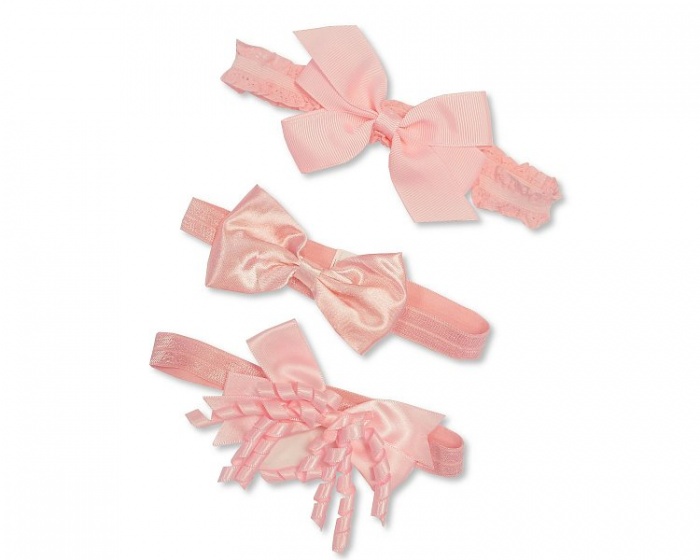 headband baby 0-6 months set 3-piece pink
