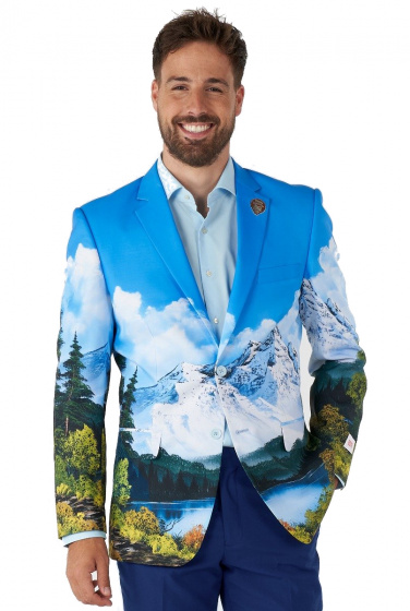 OppoSuits fúkač kostýmov Bob Ross pánsky polyester modrý mt 58
