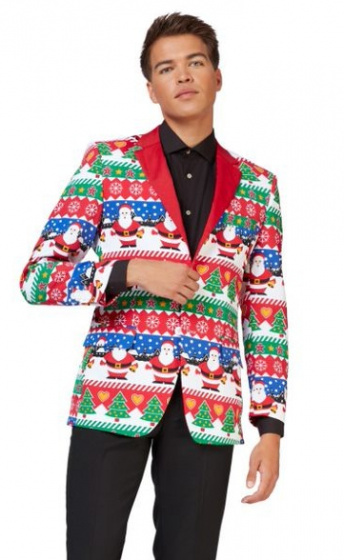 OppoSuits fúkač na šaty Snazzy Santa pánsky polyesterový červený mt 60