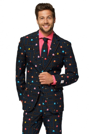 OppoSuits Pánsky kostým PAC-MAN polyester čierny veľkosť 46