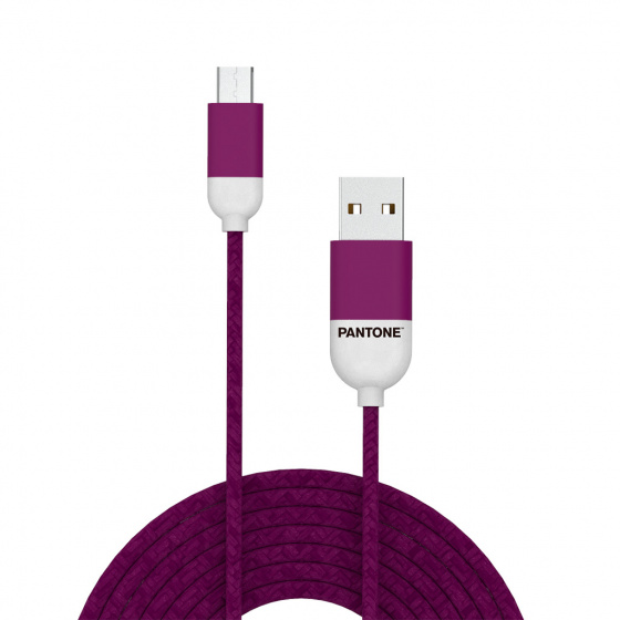 Pantone micro usb kabel 100 cm nylon paars Pantone micro usb kabel 100 cm nylon paars