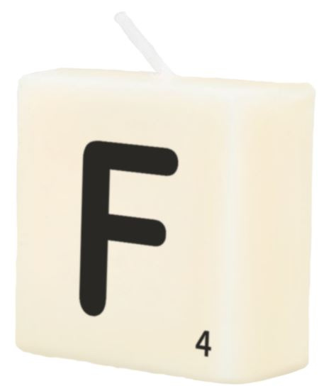 Paper Dreams sviečka Scrabble písmeno F vosková 2 x 4 cm čierno/biela