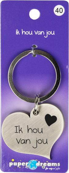 Papierové sny kľúčenka Love you heart 10 x 4 cm železné striebro