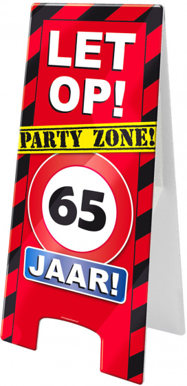 Paper Dreams waarschuwingsbord 65 jaar 58 x 26 cm karton rood