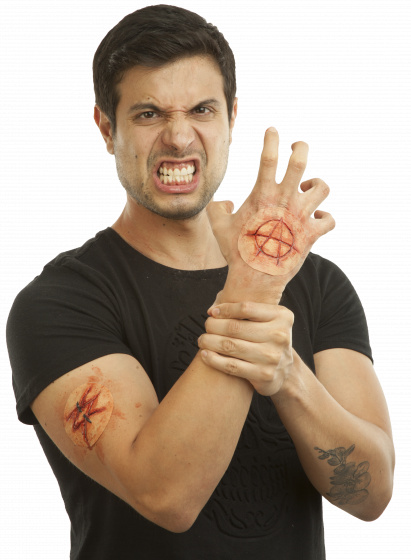 Ghoulish aplikácie anarchia latex béžová/červená