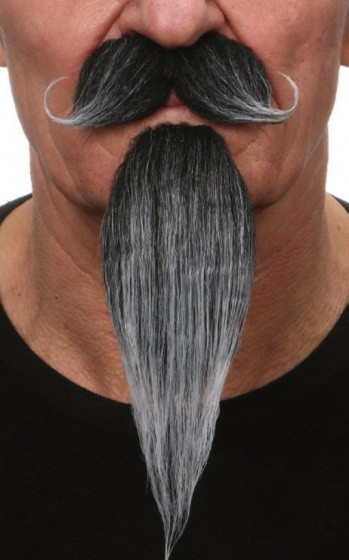 Partychimp set na fúzy Victor pánska umelá kožušina šedá 2-diel