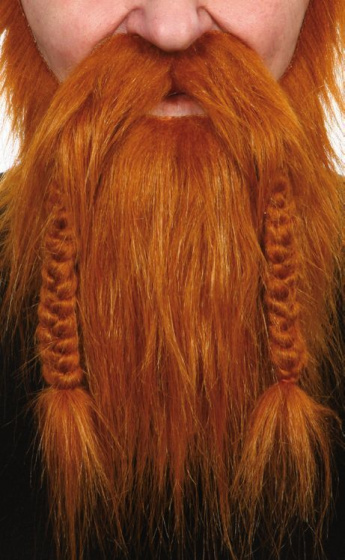 Partychimp set na fúzy Halvar pánska umelá kožušina červená 2-diel