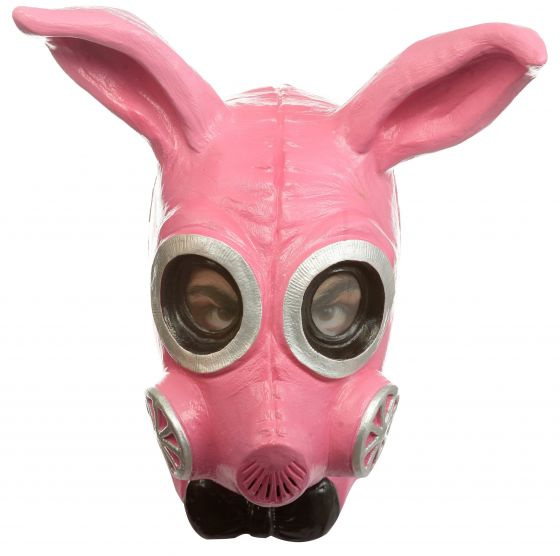 Partychimp maska ??na hlavu Bunny Gas Mask latexová ružová jednoveľ