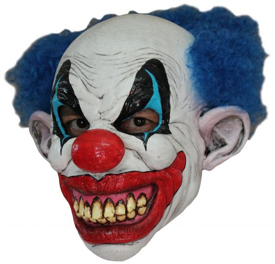 Partychimp maska ??na hlavu klaun latexová biela/modrá/červená jednoveľkosť