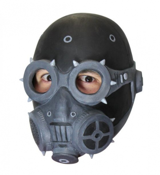 Partychimp maska na hlavu Hell Gas Masker latexová čierna / sivá jednovelka