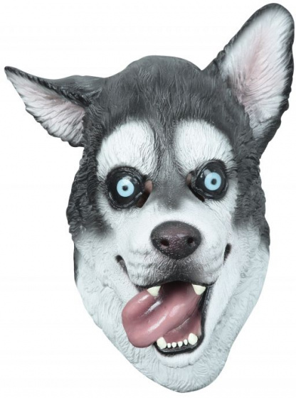 Ghoulish maska na hlavu Huskey latexová šedá/biela jednovel