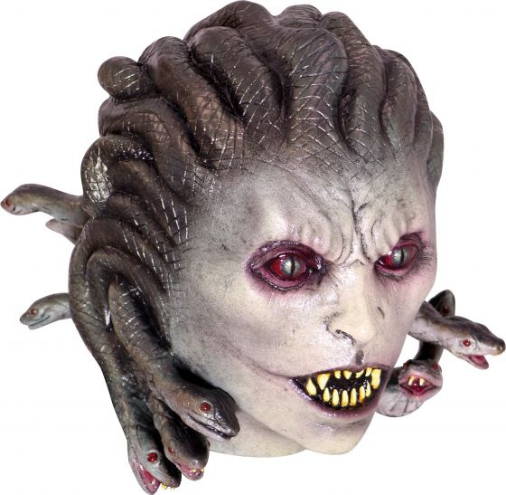 Partychimp maska ??na hlavu Medusa latexová šedá jednoveľ