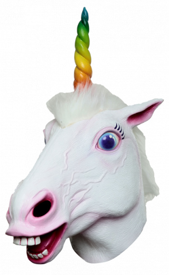 Partychimp maska ??na hlavu Unicorn latexová biela jednoveľ
