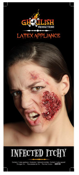 Ghoulish aplikácie infikovaná tvár Halloween latex červená