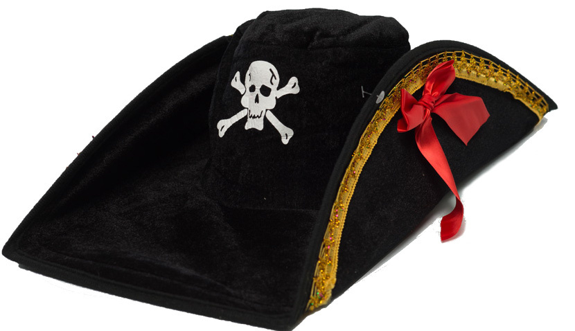 Partychimp pirátsky klobúk Lebka polyester čierna/zlatá jednoveľ