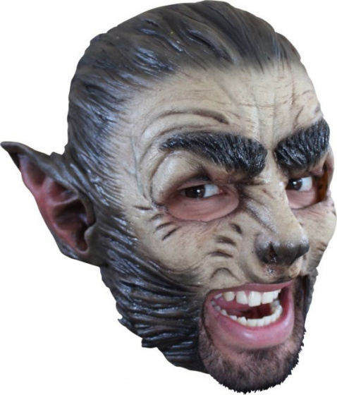 Partychimp latexová vlkolačia maska béžová/hnedá jednoveľkosť