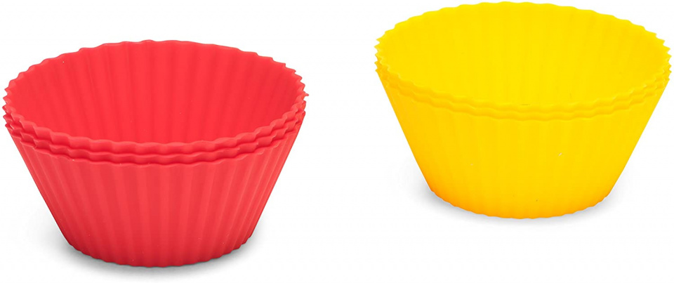 Patisse forma na pečenie cupcake 14 x 4 cm silikónová červená/žltá 6dielna
