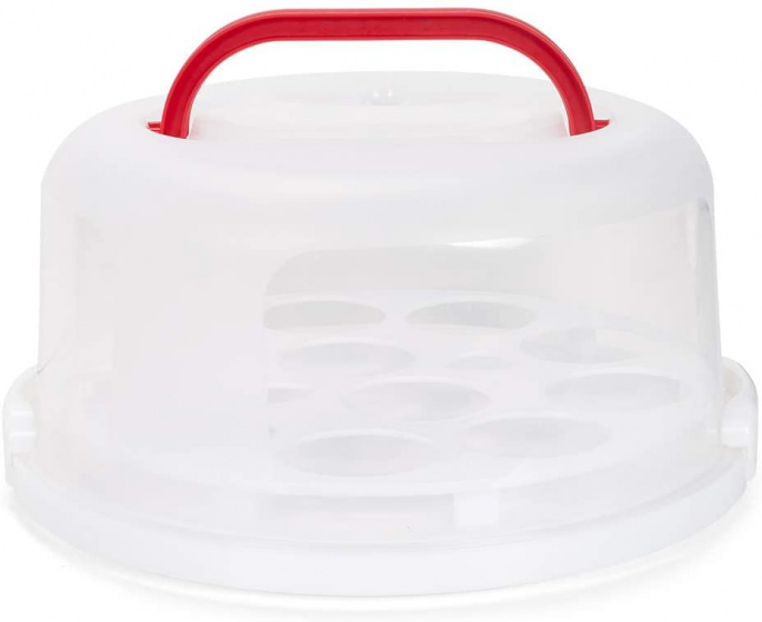 Patisse taart en cupcake doos 31 x 30 cm transparant/rood Patisse taart en cupcake doos 31 x 30 cm transparant/rood