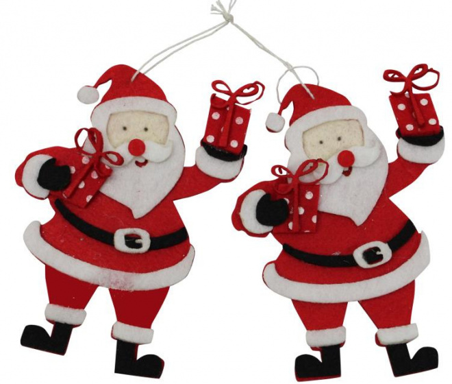 Peha prívesok Santa Claus 12 x 9 cm filc biela/červená/čierna