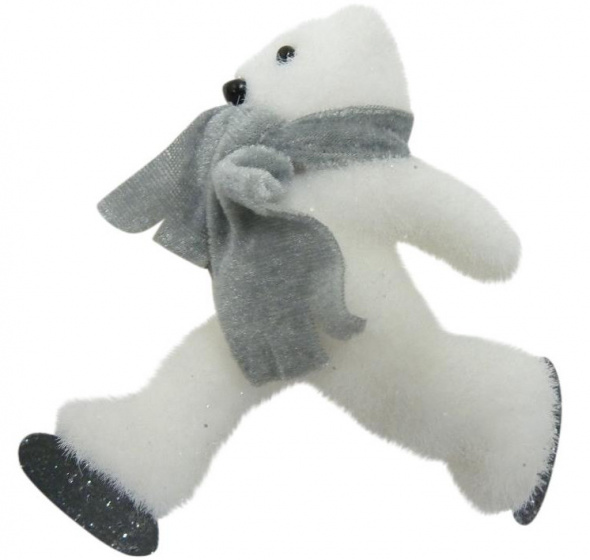 Peha závesná figúrka ľadový medveď 10 cm textil šedá/biela