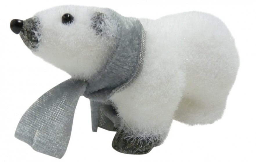 Peha závesná figúrka ľadový medveď 10 cm textil bielo/šedá