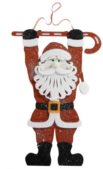 Peha závesná figúrka Santa Claus 70 x 51 cm červená/biela/čierna