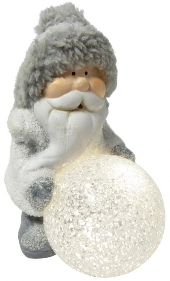 Peha Santa Claus 15,5 cm ľad keramika/pluša sivá
