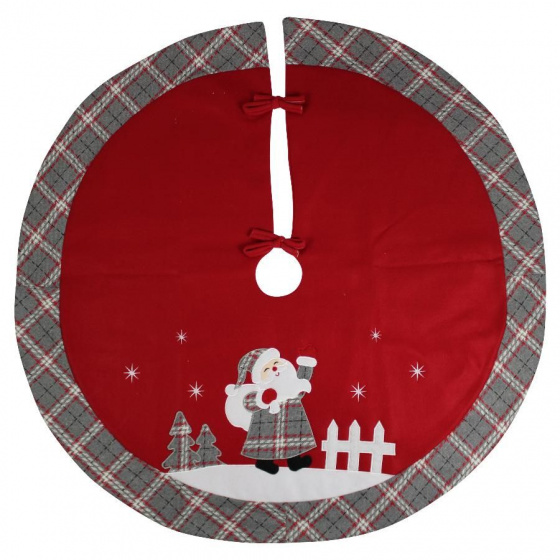 Peha sukňa na vianočný stromček Santa Claus 90 cm polyester sivá/červená