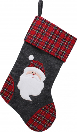 Peha ponožka Santa Claus 45 cm bavlna červená/sivá