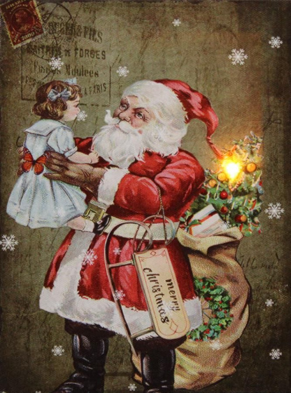 Peha nástenná dekorácia Santa Claus led 15 x 20 cm plátno