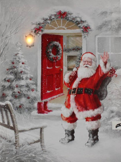 Peha nástenná dekorácia Santa Claus led 30 x 40 cm plátno