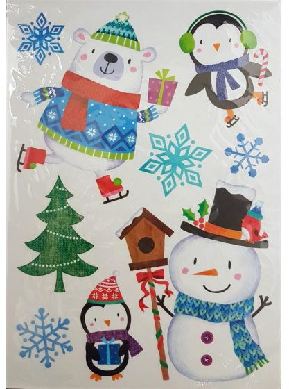 Peha samolepka na okno vianočné postavičky 42 x 25 cm pena biela