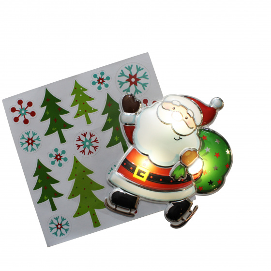 Peha samolepka so svetlom Santa Claus 29 x 23 cm PVC/fólia červená