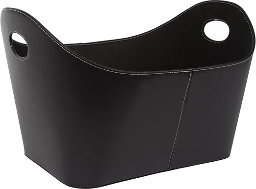 Perel houtmand 56 x 43 x 35 cm imitatieleer/karton zwart Perel houtmand 56 x 43 x 35 cm imitatieleer/karton zwart