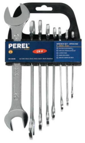 Perel steeksleutel set 6 22 mm chroom zilver 8 delig Perel steeksleutel set 6 22 mm chroom zilver 8 delig