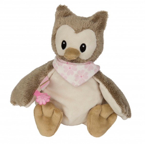 cuddly owl 20 cm brown/pink