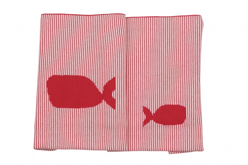 Pericles kolíska Oceanblanket pruhy 100 x 75 cm červená/biela