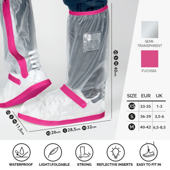 Perletti overschoenen drip drop polyester transparant/roze maat s