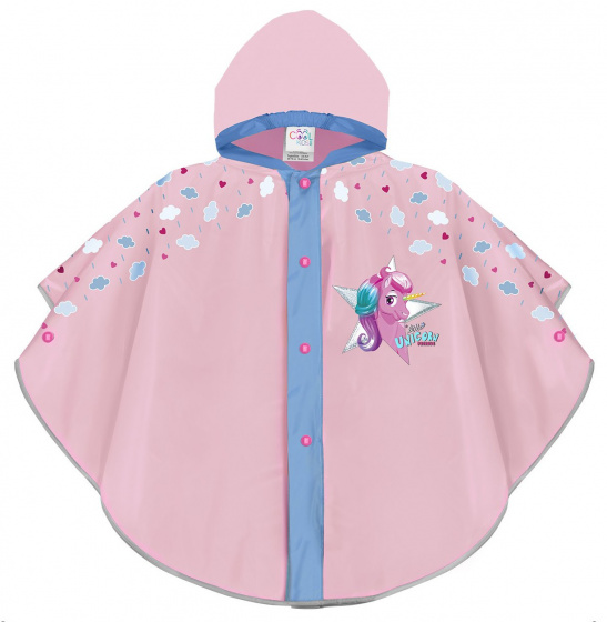 poncho Unicorn girls EVA light pink/blue one-size
