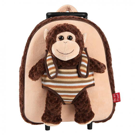 Perletti trolley backpack peluche liu monkey bruin 10 liter