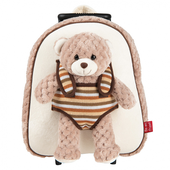 Perletti trolley backpack peluche tommy bear 10 liter bruin