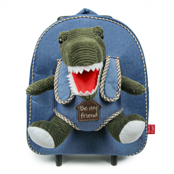 Perletti trolley rugzak dinosaurus 10 liter polyester blauw