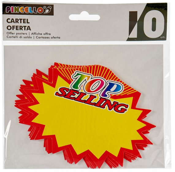 Pincello promotiestickers top 10 x 14 cm papier geel 10 stuks